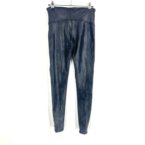 SPANX Faux Leather High Rise Leggings Black Glossy Sz Medium Petite - Picture 5 of 5